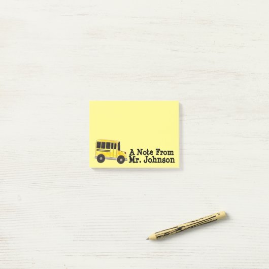 Personeelsonderwijs op de Gele School Bus Post-it® Notes (Op bureau)