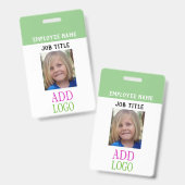 Personeelspas - Fotopas - Naam ID Badge (Voor- en achterkant)