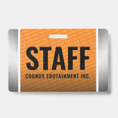 Personeelspas voor Sinaasappel en staal in bedrijv Badge (Front)