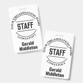 Personeelspasje. Officiële badge van het personeel (Front & Back)