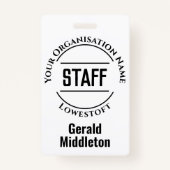 Personeelspasje. Officiële badge van het personeel (Achterkant)