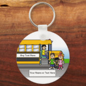 Personeelsrijder op school - Cartoon Vrouw Sleutelhanger (Voorkant)