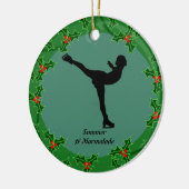 Personeelsskater danst op ijs keramisch ornament (Links)