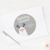 Personeelsvriendelijke feestdagen Beer met Antlers Ronde Sticker (Envelop)