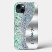 Personeelsvriendelijke Sparkly Diamond Snakeskin Case-Mate iPhone Case (Achterkant)
