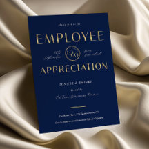 Personeelswaardering Marineblauw en Gouden Logo Za