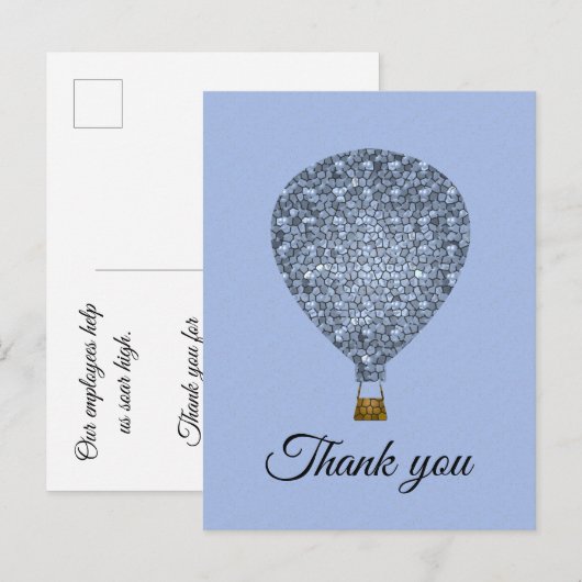 Personeelswaardering Warmeluchtballon Bedankt Briefkaart (Voorkant / Achterkant)