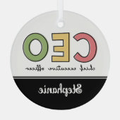 Personeelszaken directiecommissaris Boss Gift Glas Ornament (Achterkant)