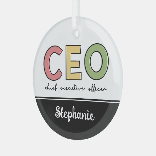 Personeelszaken directiecommissaris Boss Gift Glas Ornament (Voorkant links)