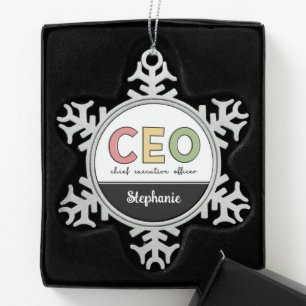 Personeelszaken directiecommissaris Boss Gift Tin Sneeuwvlok Ornament