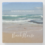 Personeelszaken op het strand stenen onderzetter (Voorkant)