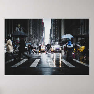 PERSONEN DIE DE PEDESTRISCHE LANE IN DE STADSSTAAT POSTER