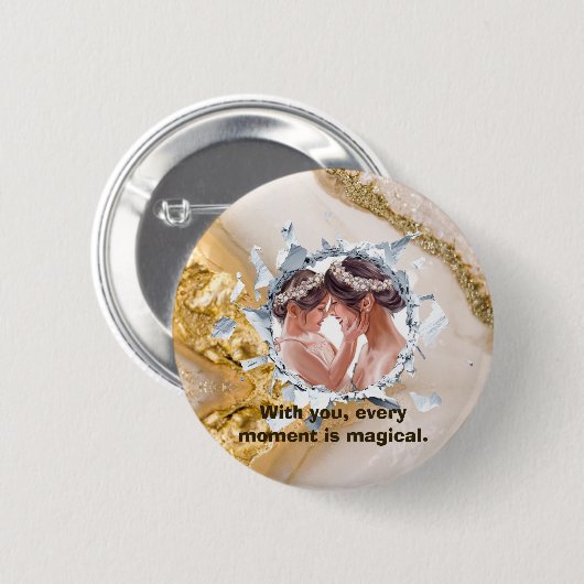 PERSONILIZE TEXT AND PICTURE RONDE BUTTON 5,7 CM (Voorkant /achterkant)