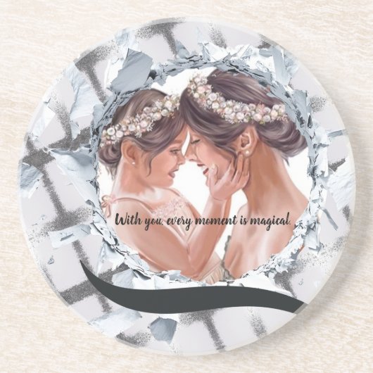 PERSONILIZE TEXT AND PICTURE ZANDSTEEN ONDERZETTER (Voorkant)