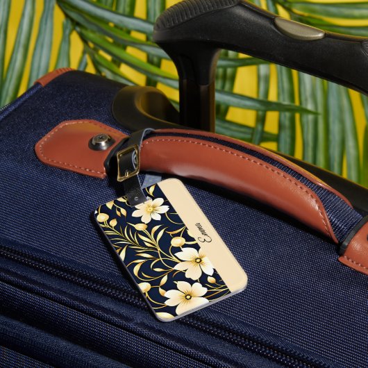 Personized Floral Luggage Tag Bagagelabel (Voorkant Insitu 1)