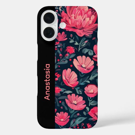 Personized Floral Pink iPhone Case (Achterkant)