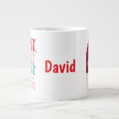 Personlized Merry Merry Merry Christmas Retro Grote Koffiekop (Voorkant)