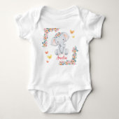 Personlized Name Baby Bodysuit Floral Elephant (Voorkant)