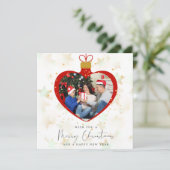 Personlized Photo and text Merry christmas & Happy Kaart (Staand voorkant)