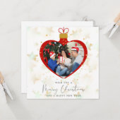 Personlized Photo and text Merry christmas & Happy Kaart (Voorkant / Achterkant in situ)