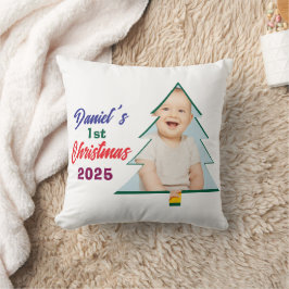 Personlized Photo Daniel's 1st Christmas Tree  Kussen