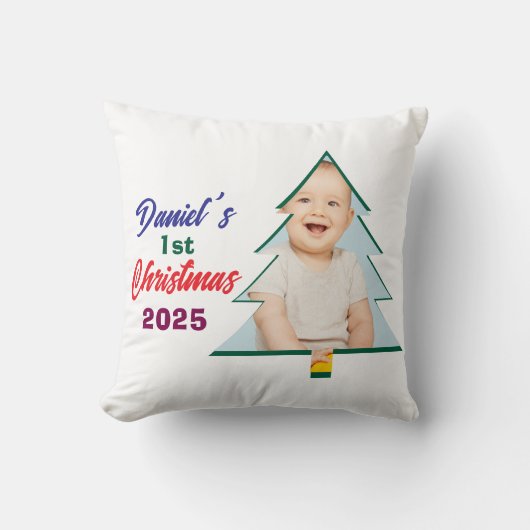 Personlized Photo Daniel's 1st Christmas Tree  Kussen (Voorkant)