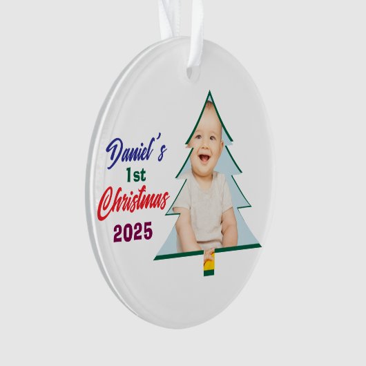 Personlized Photo Daniel's 1st Christmas Tree  Ornament (voorkant)