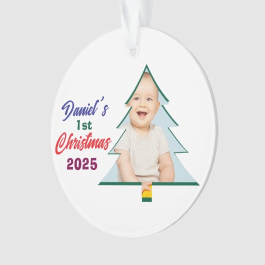 Personlized Photo Daniel's 1st Christmas Tree  Ornament (voorkant)