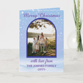 Personlized Purple Merry Christmas Photo  Feestdagen Kaart