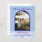 Personlized Purple Merry Christmas Photo  Feestdagenkaart (Voorkant / Achterkant)