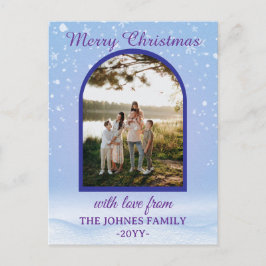 Personlized Purple Merry Christmas Photo  Feestdagenkaart