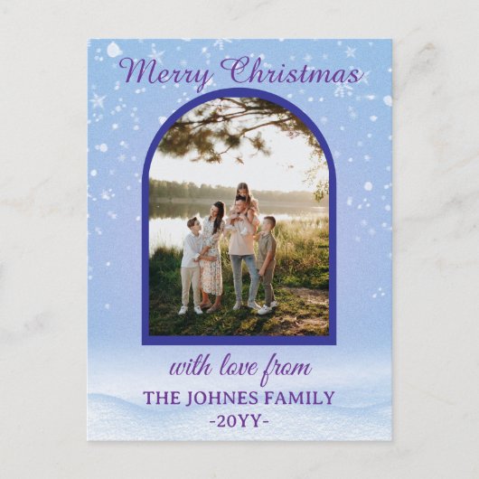 Personlized Purple Merry Christmas Photo  Feestdagenkaart (Voorkant)