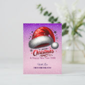 Personlized Scarlet Santa Hat Glow Photo Feestdagenkaart (Staand voorkant)