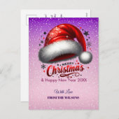 Personlized Scarlet Santa Hat Glow Photo Feestdagenkaart (Voorkant / Achterkant)