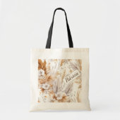 Personzalized Boho Floral Name Design Tote Bag (Voorkant)