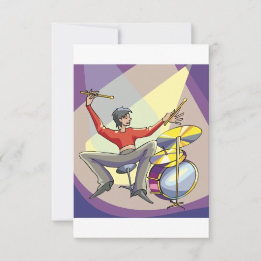 Persoon die de drums-uitnodigingen afspeelt kaart (Voorkant)