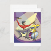 Persoon die de drums-uitnodigingen afspeelt kaart (Voorkant / Achterkant)