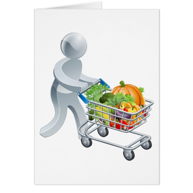 Persoon die de trolley met groenten duwt (Voorkant)