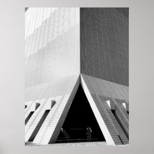PERSOON DIE GRAY BUILDING DEUR INVOERT POSTER
