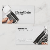 persoon die op laptop schrijft visitekaartje (Voorkant / Achterkant)