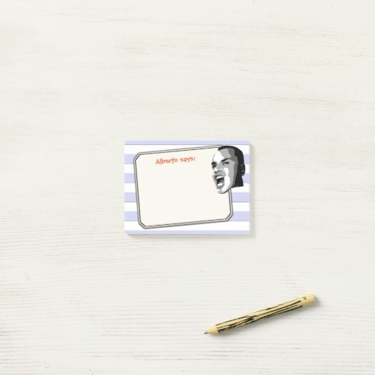 Persoon die op parelblauwe strepen schoudert, elke post-it® notes (Op bureau)