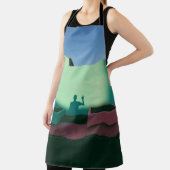 Persoon die reflecterende schaduw op blauwgroen wa schort (Insitu)