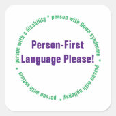 Persoon eerste taal vierkante sticker (Voorkant)