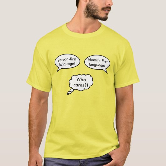 Persoon Identiteit Spraakballonnen T-shirt (Voorkant)
