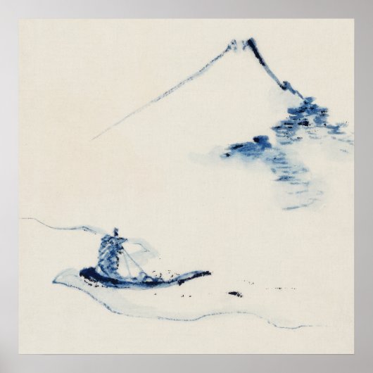 Persoon in boot met de berg Fuji door Hokusai Poster (Voorkant)