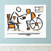Persoon in een rolstoel Ziekenhuis Canvas Afdruk (Insitu (Houten vloer))