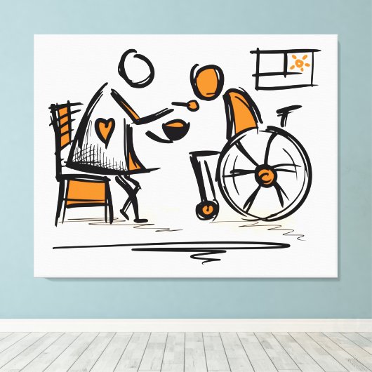 Persoon in een rolstoel Ziekenhuis Canvas Afdruk (Insitu (Houten vloer))