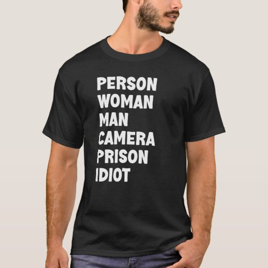 Persoon Man Camera Prison Idiot T-shirt (Voorkant)