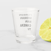 Persoon Man Camera TV Funny Trump Shot Glas (Achterkant)