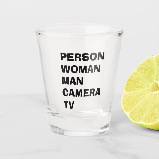 Persoon Man Camera TV Funny Trump Shot Glas (Voorkant)